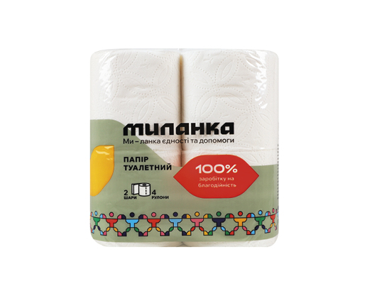 Папір туалетний 2-шаровий, 4 шт Миланка™