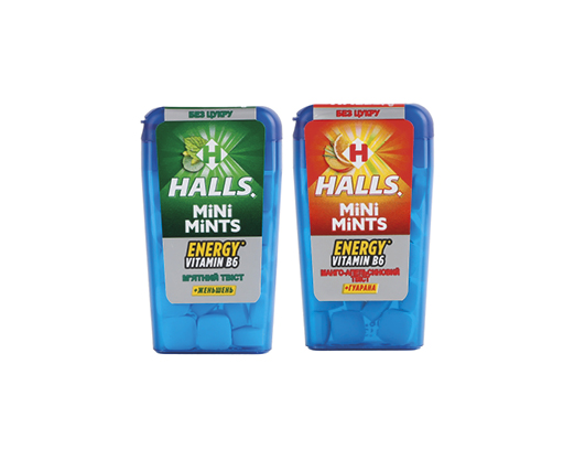 Цукерки без цукру mini mints ментол, манго-апельсин, 12.5 г Halls™