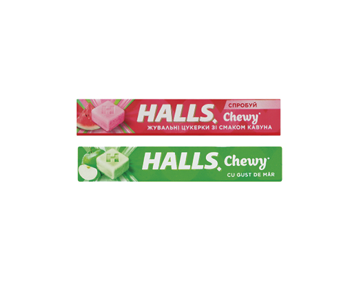 Льодяники смак яблука, кавуна, 47 г Halls™