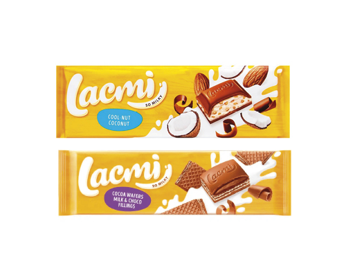 Шоколад молочний Lacmi Cool-NutCoconut, 280 г, з молочною та шоколадною начинками, вафлею з какао, 235 г Roshen™