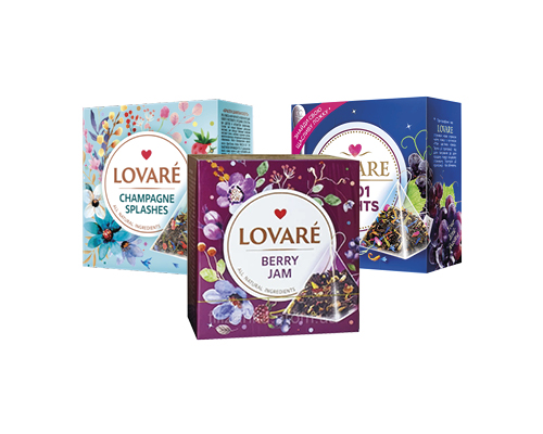 Чай чорний та зелений Champagne Splashes, 1001 Nights, плодово-ягідний Berry Jam, 15*2г, 30 г Lovare™