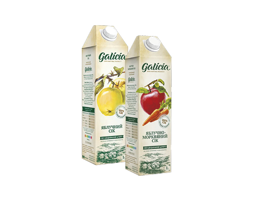 Сік яблучний, яблучно-морквяний з м’якоттю, 1 л Galicia™