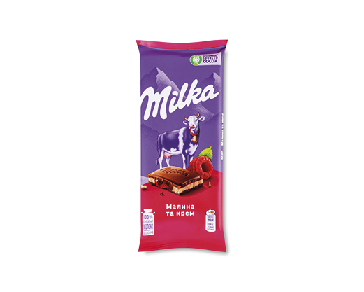 Шоколад молочний зі смаком малина-крем, 90 г Milka™