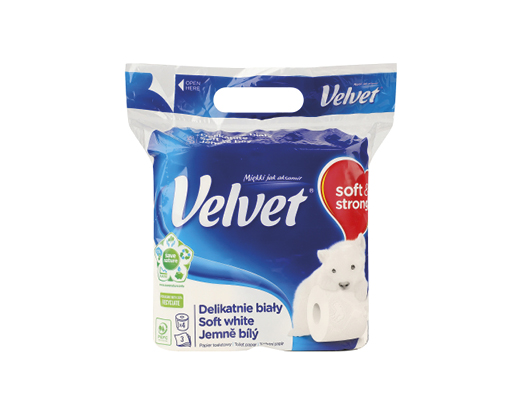 Папір туалетний 3-шаровий Soft White, 4 рулони Velvet™