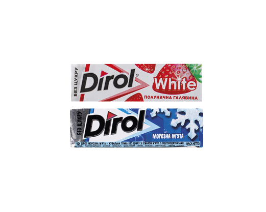 Гумка жувальна «Морозна м’ята», «Полунична галявина», «Bubble Fresh» фрукти-м’ята, 14 г Dirol™