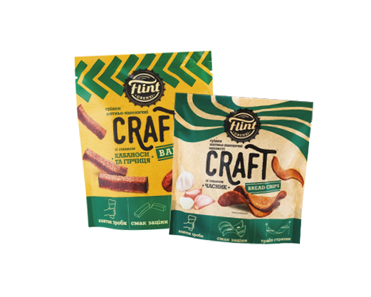 Грінки житньо-пшеничні Craft хвиля часник, кабаноси-гірчиця, 80 г Flint™