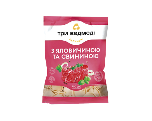 Пельмені з яловичиною та свининою, 700 г Три ведмеді™