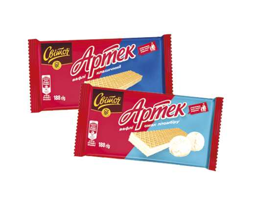 Вафлі «Артек» класичний, смак пломбіру, 188 г Світоч™