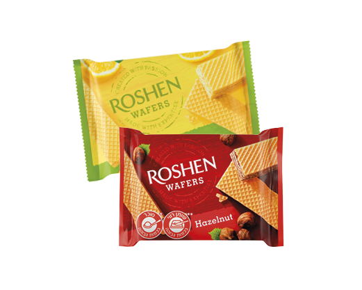 Вафлі Wаfers лимон, горіх, 72 г Roshen™