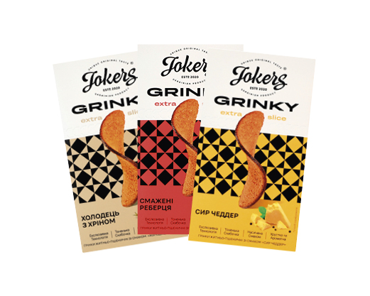 Грінки Extra Slice житньопшеничні зі смаком сиру чеддер, смажених реберець, холодця з хріном, 90 г Jokers™
