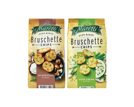 Брускети гриби-сметана, сметана-цибуля, краб, 70 г Maretti™