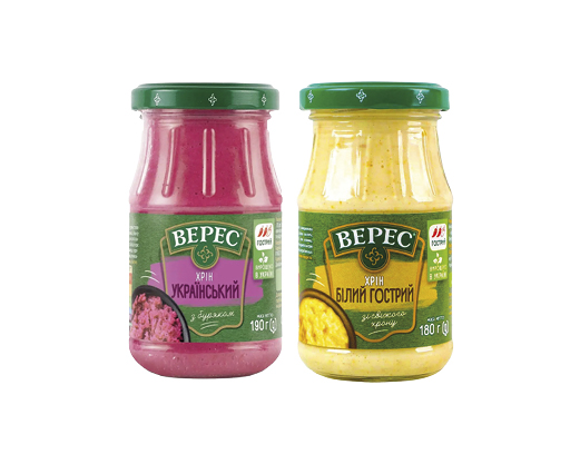 Хрін Український, 190 г, білий гострий, 180 г Верес™