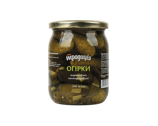 Огірки корнішони мариновані, 540 мл Традиція™