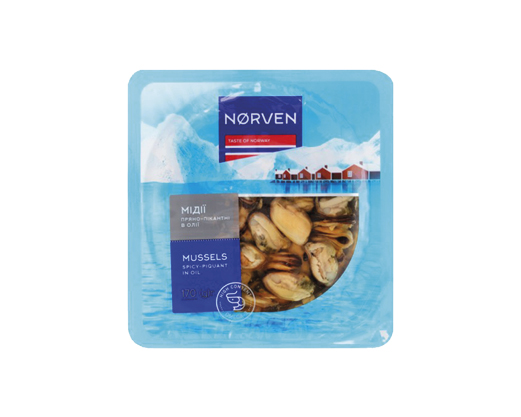 Мідії пряно-пікантні в олії, 170 г Norven™