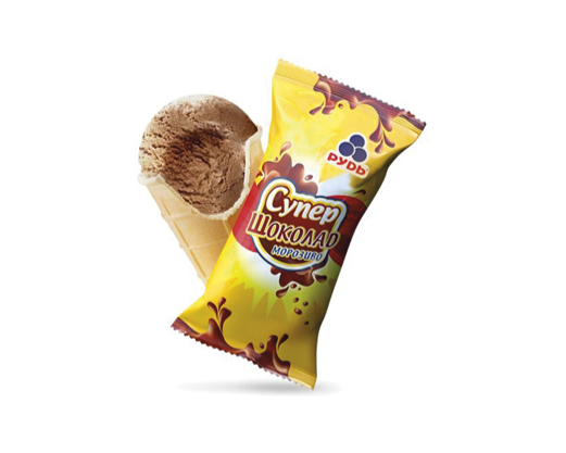 Морозиво «Супер шоколад» у вафельному стаканчику, 70 г Рудь™