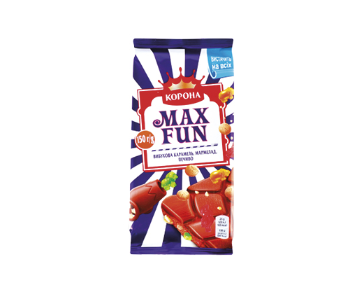 Шоколад молочний Max Fun мармелад-печивокарамель, 150 г Корона™