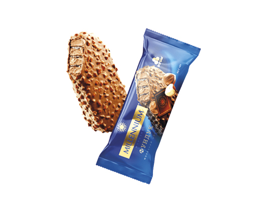 Морозиво Millennium молочний шоколад-фундук, 80 г Рудь™