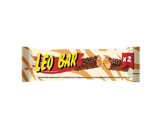 Батончик Leo Bar вафельний глазурований шоколадною глазур’ю, 100 г